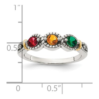 Sterling Silver & 14K Gold Diamond Mother's Ring – view 6