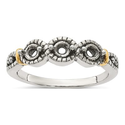 Sterling Silver & 14K Gold Diamond Mother's Ring – view 7
