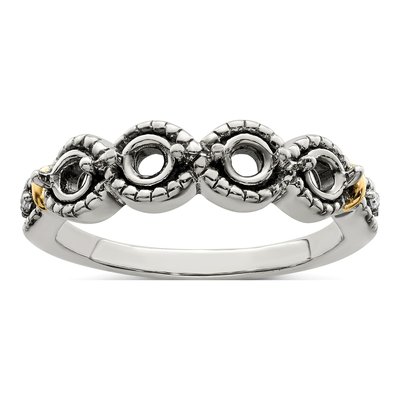 Sterling Silver & 14K Gold Diamond Mother's Ring Semi-Mount – view 8
