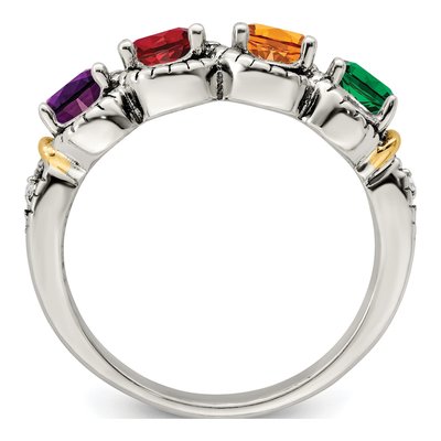 Sterling Silver & 14K Gold Diamond Mother's Ring – view 3
