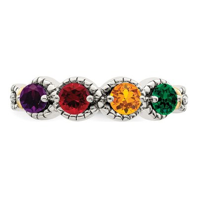 Sterling Silver & 14K Gold Diamond Mother's Ring – view 5