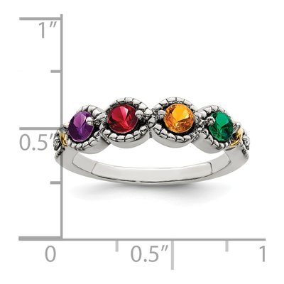 Sterling Silver & 14K Gold Diamond Mother's Ring – view 6