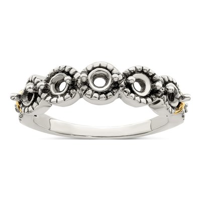 Sterling Silver & 14K Gold Diamond Mother's Ring Semi-Mount – view 8