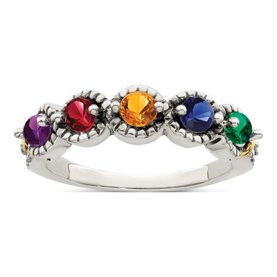Sterling Silver & 14K Gold Diamond Mother's Ring – view 2