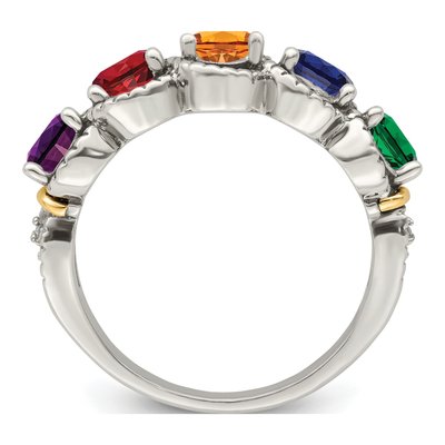 Sterling Silver & 14K Gold Diamond Mother's Ring – view 3