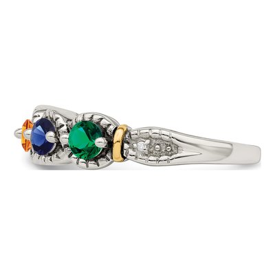 Sterling Silver & 14K Gold Diamond Mother's Ring – view 4