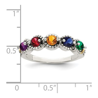 Sterling Silver & 14K Gold Diamond Mother's Ring – view 7