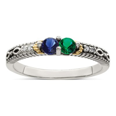 Sterling Silver & 14K Gold Diamond Mother's Ring Semi-Mount – view 2