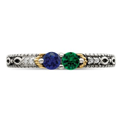Sterling Silver & 14K Gold Diamond Mother's Ring Semi-Mount – view 5