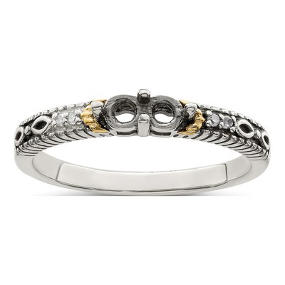 Sterling Silver & 14K Gold Diamond Mother's Ring Semi-Mount – view 8
