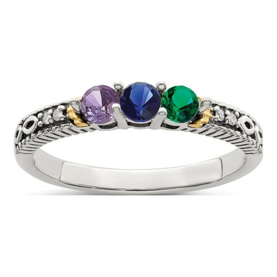 Sterling Silver & 14K Gold Diamond Mother's Ring Semi-Mount – view 2