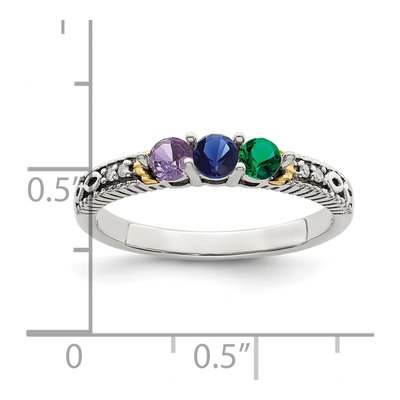 Sterling Silver & 14K Gold Diamond Mother's Ring Semi-Mount – view 7
