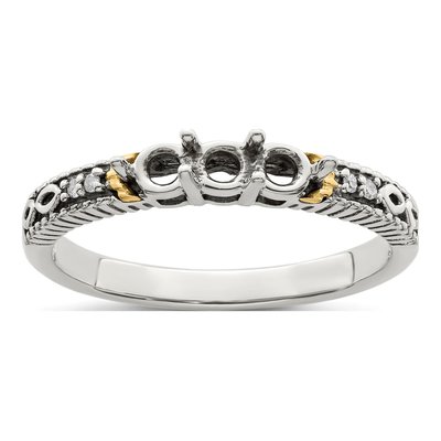 Sterling Silver & 14K Gold Diamond Mother's Ring Semi-Mount – view 8