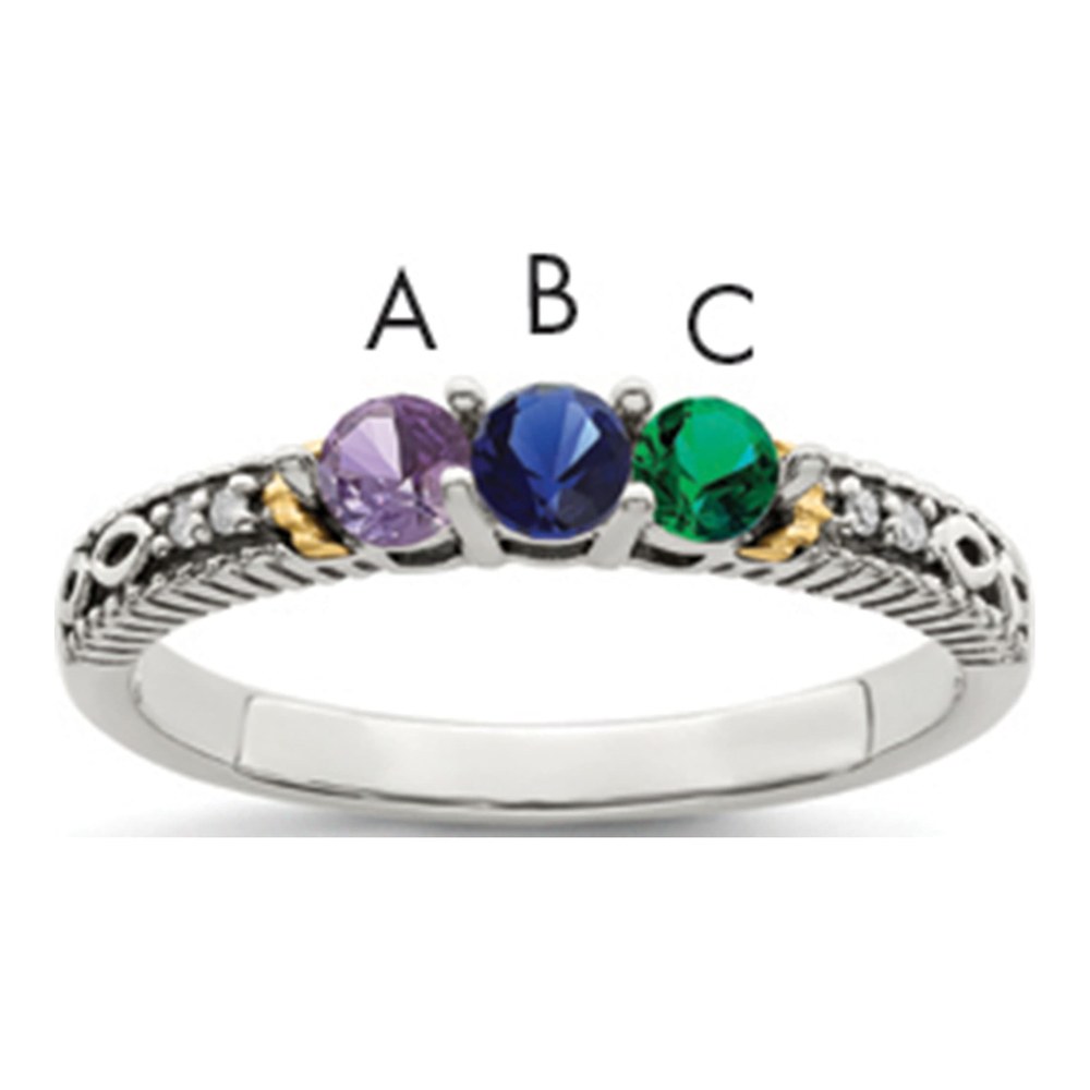 Sterling Silver & 14K Gold Diamond Mother's Ring Semi-Mount