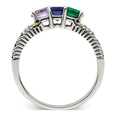 Sterling Silver & 14K Gold Diamond Mother's Ring – view 3