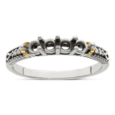 Sterling Silver & 14K Gold Diamond Mother's Ring Semi-Mount – view 7