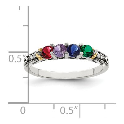 Sterling Silver & 14K Gold Diamond Mother's Ring Semi-Mount – view 8