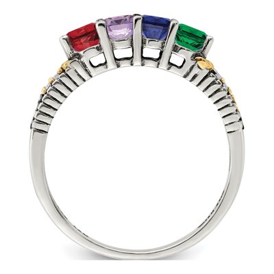 Sterling Silver & 14K Gold Diamond Mother's Ring – view 3