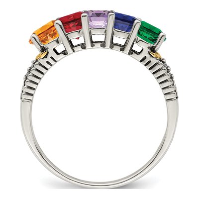 Sterling Silver & 14K Gold Diamond Mother's Ring – view 3