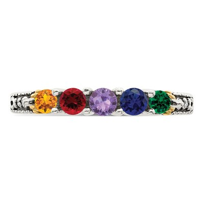 Sterling Silver & 14K Gold Diamond Mother's Ring – view 5