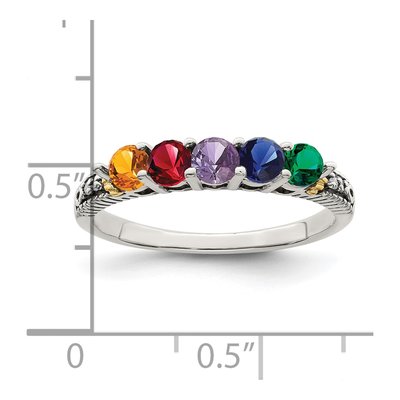 Sterling Silver & 14K Gold Diamond Mother's Ring – view 6