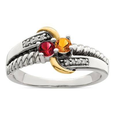 Sterling Silver & 14K Gold Diamond Mother's Ring Semi-Mount – view 2