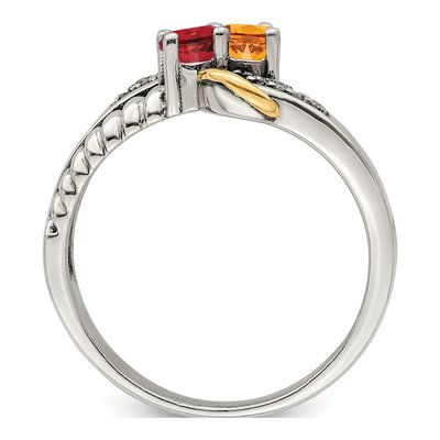 Sterling Silver & 14K Gold Diamond Mother's Ring Semi-Mount – view 3