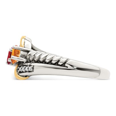 Sterling Silver & 14K Gold Diamond Mother's Ring Semi-Mount – view 4