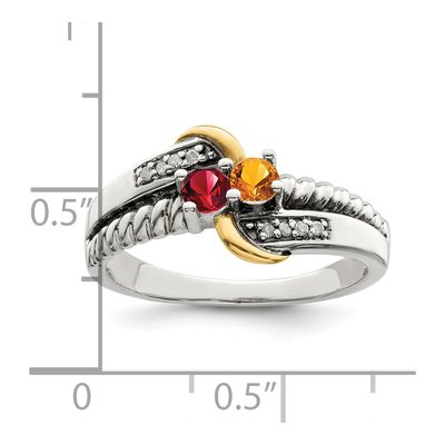 Sterling Silver & 14K Gold Diamond Mother's Ring Semi-Mount – view 7