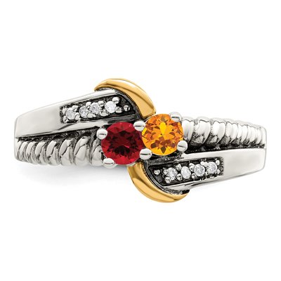 Sterling Silver & 14K Gold Diamond Two-Stone Mother's Ring – view 5