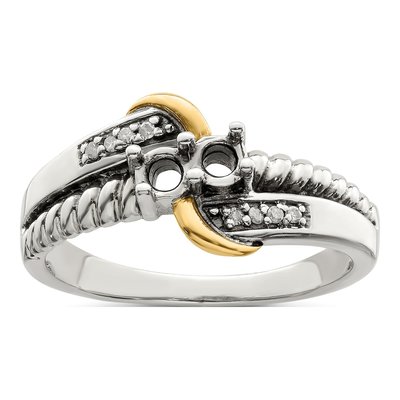 Sterling Silver & 14K Gold Diamond Two-Stone Mother's Ring – view 8