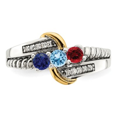 Sterling Silver & 14K Gold Diamond Mother's Ring Semi-Mount – view 5