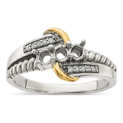 Sterling Silver & 14K Gold Diamond Mother's Ring Semi-Mount – view 7