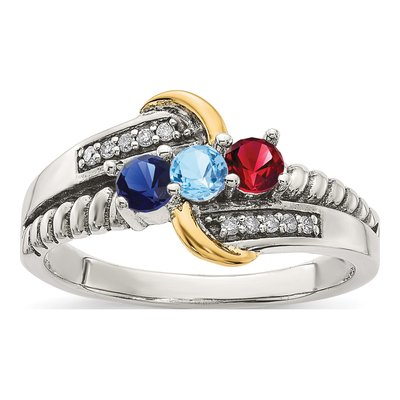 Sterling Silver & 14K Gold 1/20 ct tw Diamond Mother's Ring – view 2