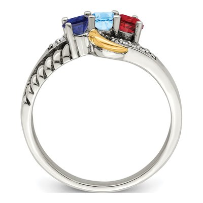 Sterling Silver & 14K Gold 1/20 ct tw Diamond Mother's Ring – view 3
