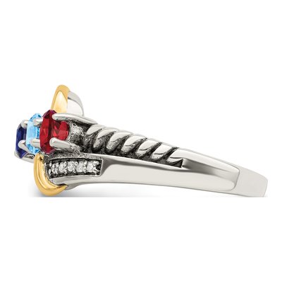 Sterling Silver & 14K Gold 1/20 ct tw Diamond Mother's Ring – view 4