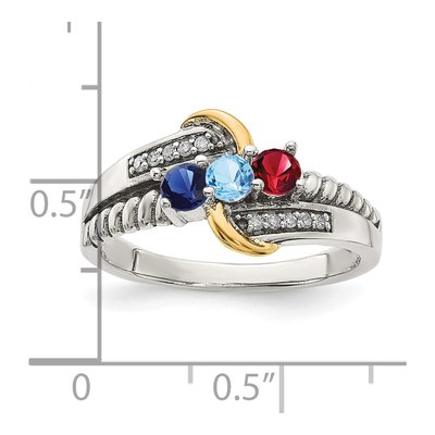 Sterling Silver & 14K Gold 1/20 ct tw Diamond Mother's Ring – view 6