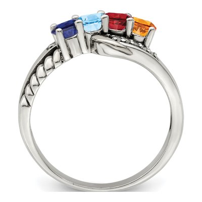 Sterling Silver & 14K Gold Diamond 4-Stone Mother's Ring Semi-Mount – view 3