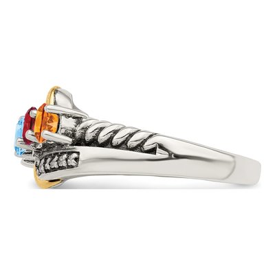Sterling Silver & 14K Gold Diamond 4-Stone Mother's Ring Semi-Mount – view 4