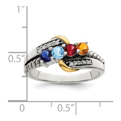 Sterling Silver & 14K Gold Diamond 4-Stone Mother's Ring Semi-Mount – view 7