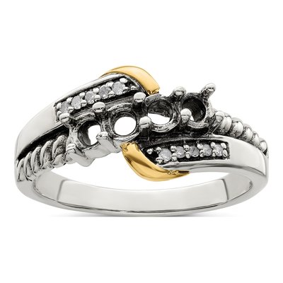 Sterling Silver & 14K Gold Diamond 4-Stone Mother's Ring Semi-Mount – view 8