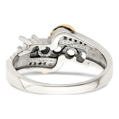Sterling Silver & 14K Gold Diamond 5-Stone Mother's Ring Semi-Mount – view 6