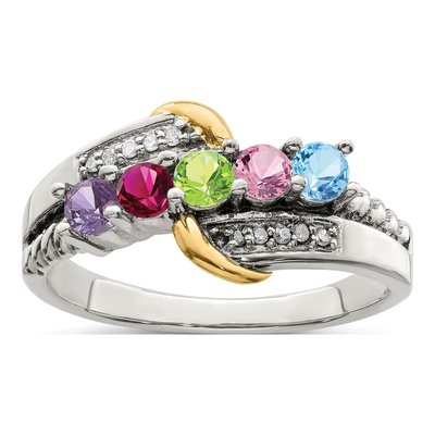 Sterling Silver & 14K Gold 1/20 ct tw Diamond Mother's Ring – view 2