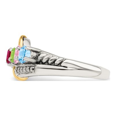 Sterling Silver & 14K Gold 1/20 ct tw Diamond Mother's Ring – view 4
