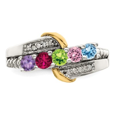 Sterling Silver & 14K Gold 1/20 ct tw Diamond Mother's Ring – view 5
