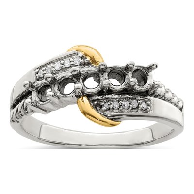 Sterling Silver & 14K Gold 1/20 ct tw Diamond Mother's Ring – view 8