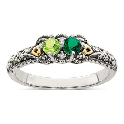 Sterling Silver & 14K Gold Diamond Mother's Ring Semi-Mount – view 2