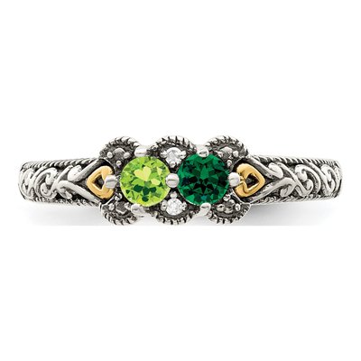 Sterling Silver & 14K Gold Diamond Mother's Ring – view 5
