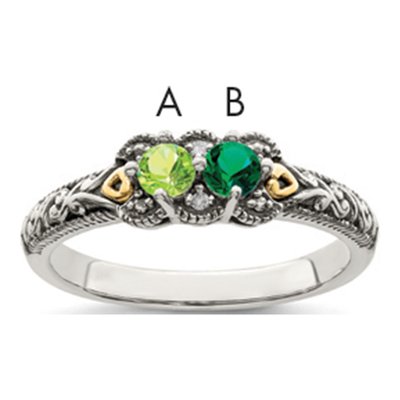 Sterling Silver & 14K Gold Diamond Mother's Ring
