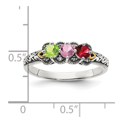 Sterling Silver & 14K Gold Diamond Mother's Ring Semi-Mount – view 7
